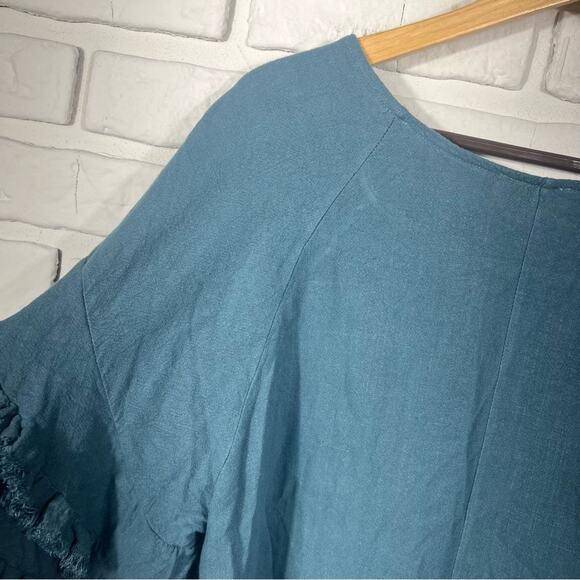 Umgee Ruffles Star Print Linen Blend Top Size Medium - Picture 11 of 12